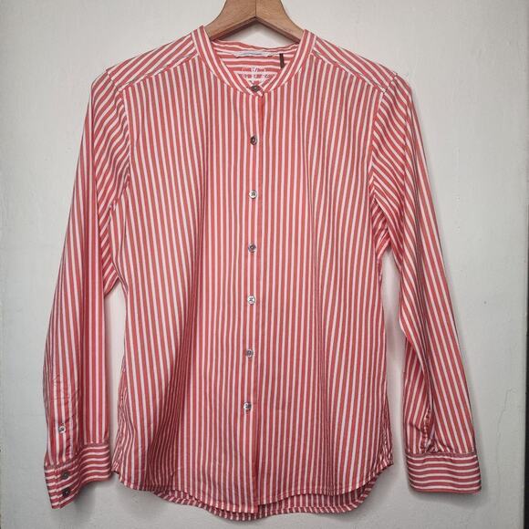 Tommy Bahama Coral Orange Striped Button Up Shirt - Picture 1 of 5